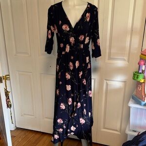 Isabel Maternity by Ingrid & Isabel Navy Maxi Dress with Pink Floral Print